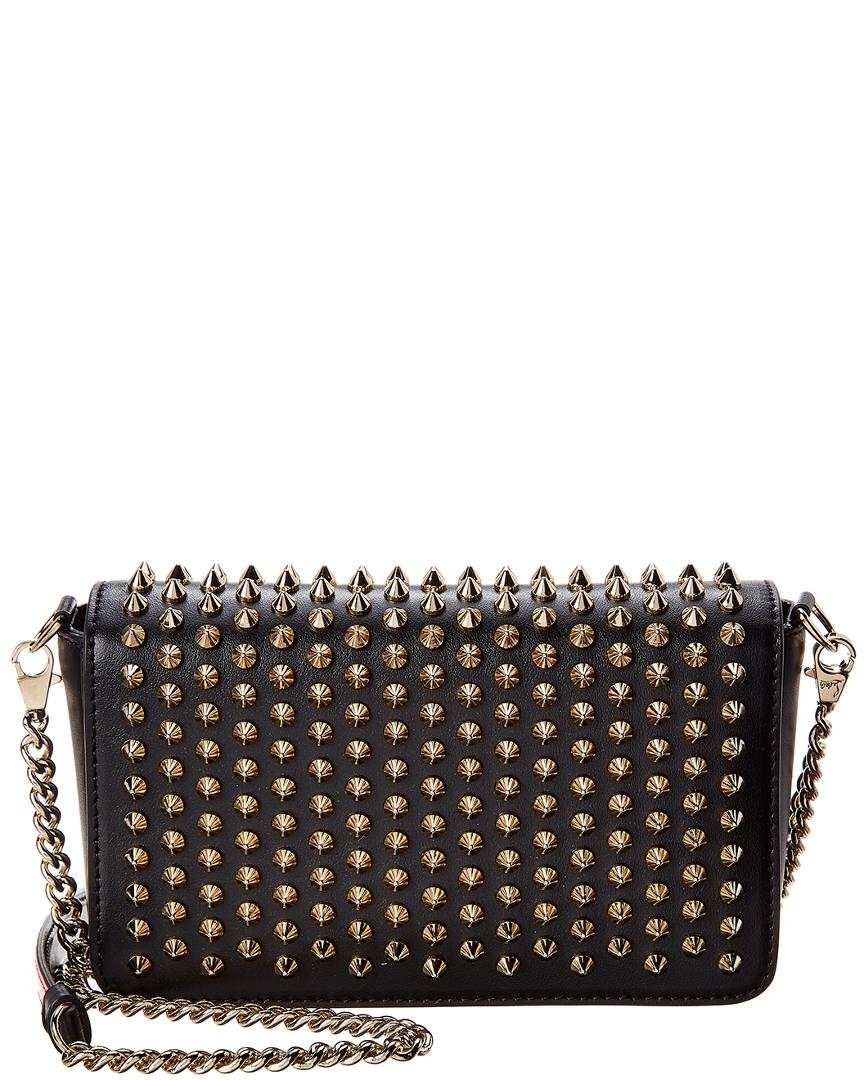 Christian Louboutin Zoompouch Spiked Leather Crossbody in Black | Lyst