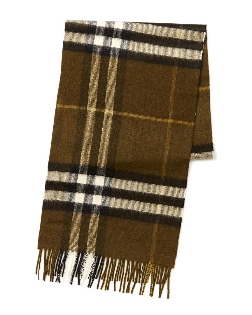 Burberry The Classic Cashmere Scarf In Check Olive Green - Lyst