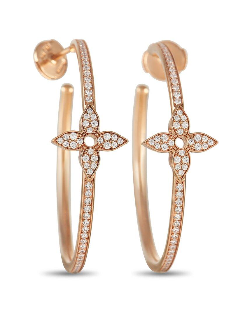 LV White & Gold Swarovski Crystal Stud Earrings