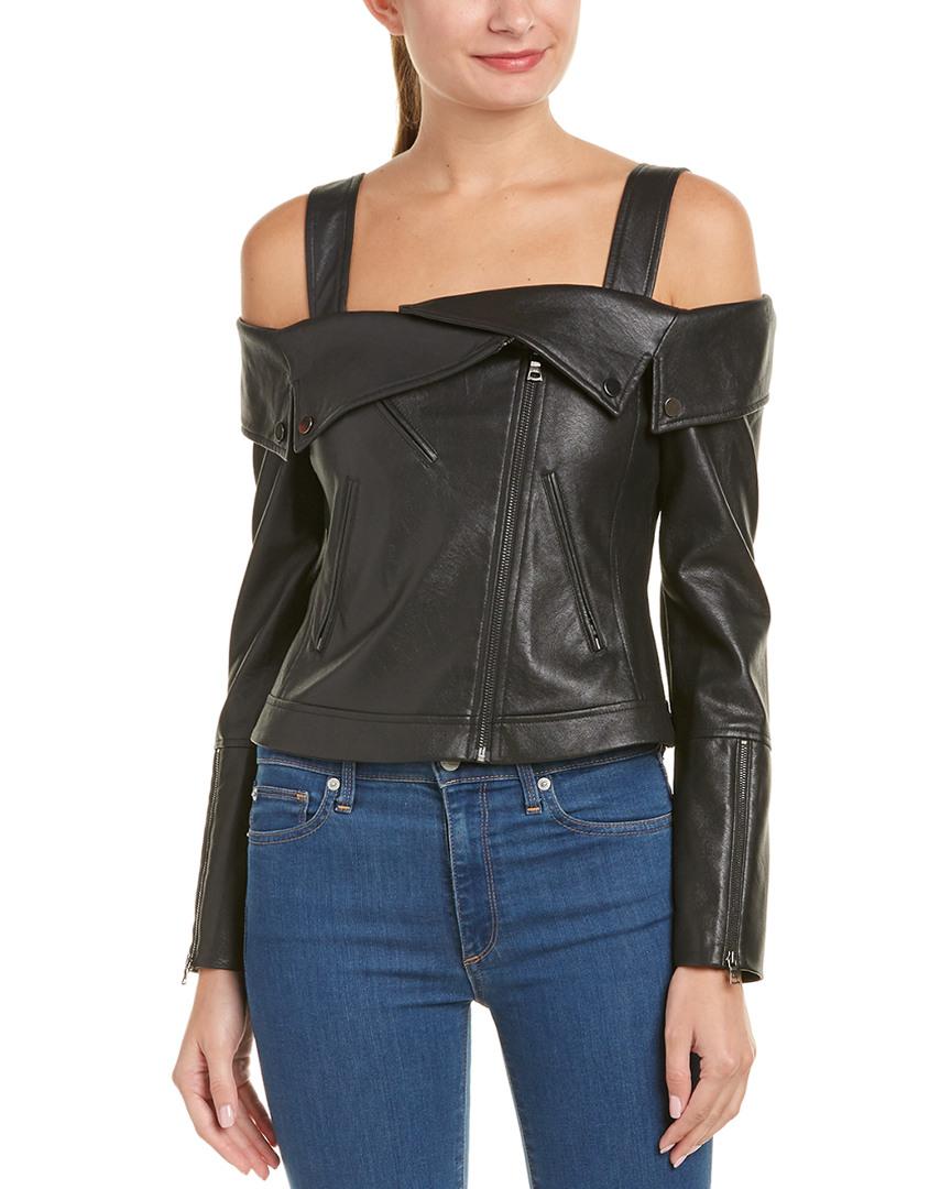 bcbg denim and leather jacket