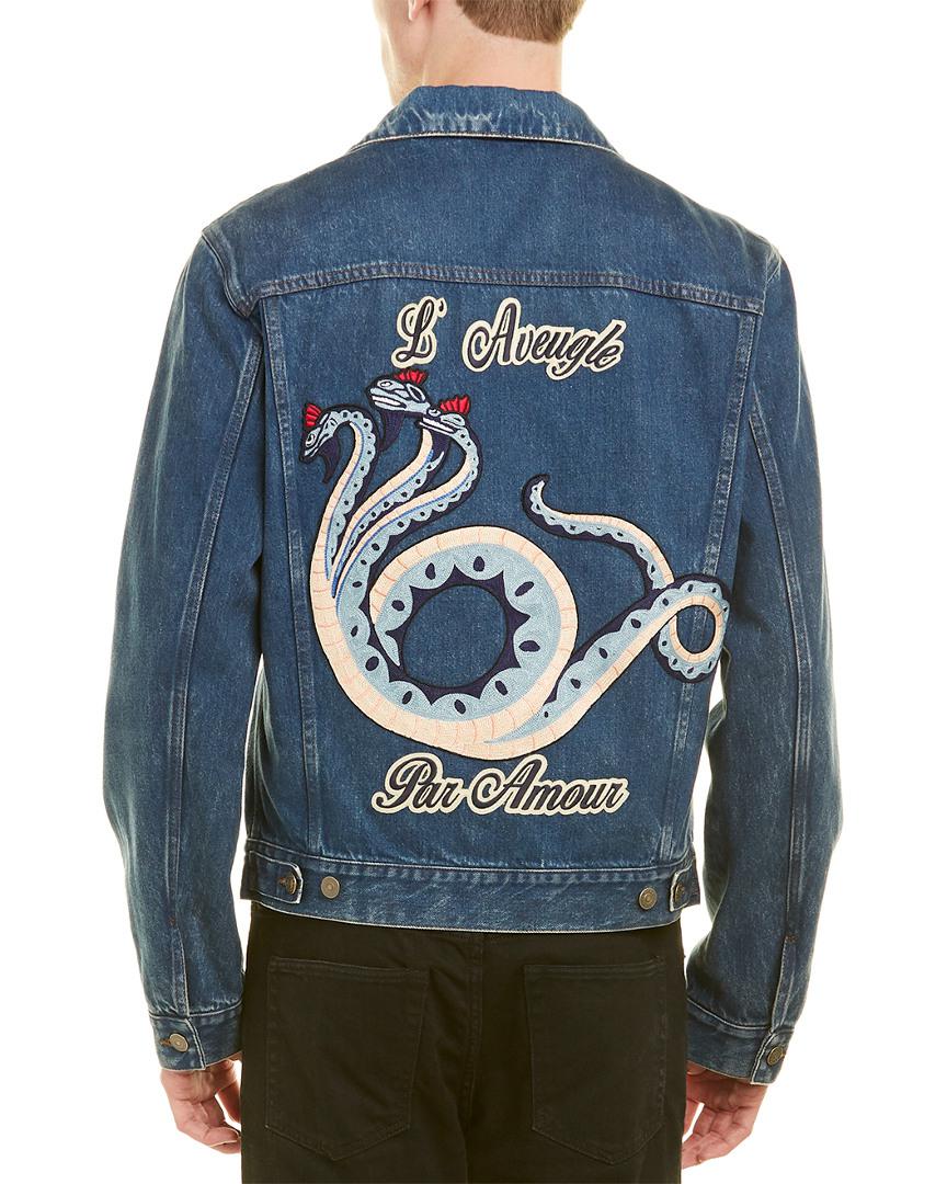 Gucci Snake Denim Jacket in Blue for Men | Lyst