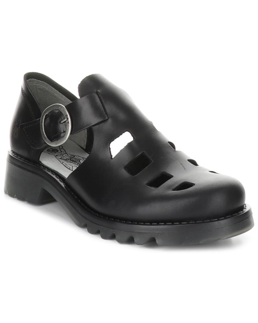 Fly London Roli Leather Flat in Black Lyst