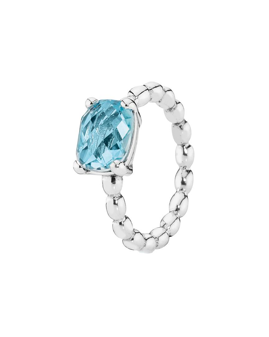 PANDORA Silver Blue Topaz Ring - Lyst