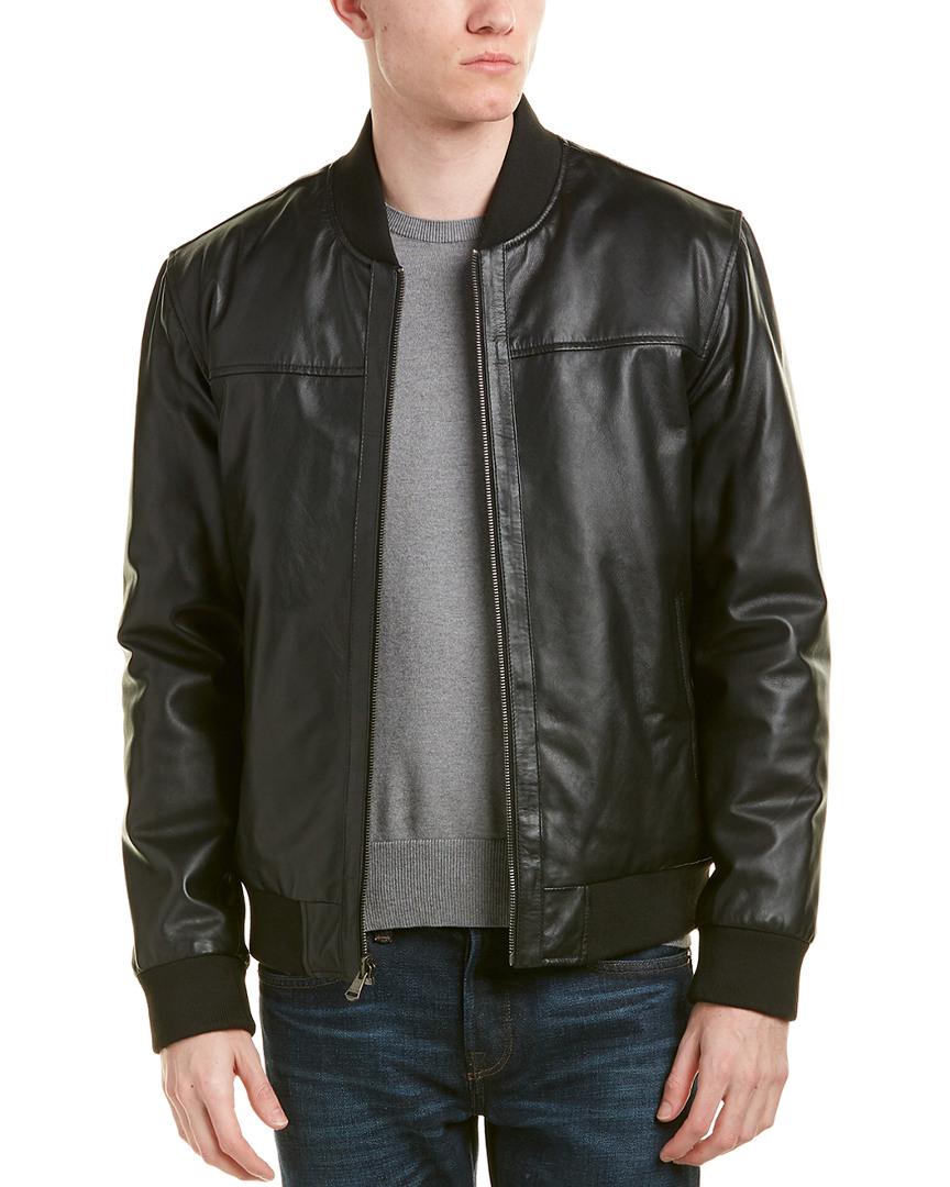 Cole Haan Reversible Leather Jacket in Black for Men - Lyst