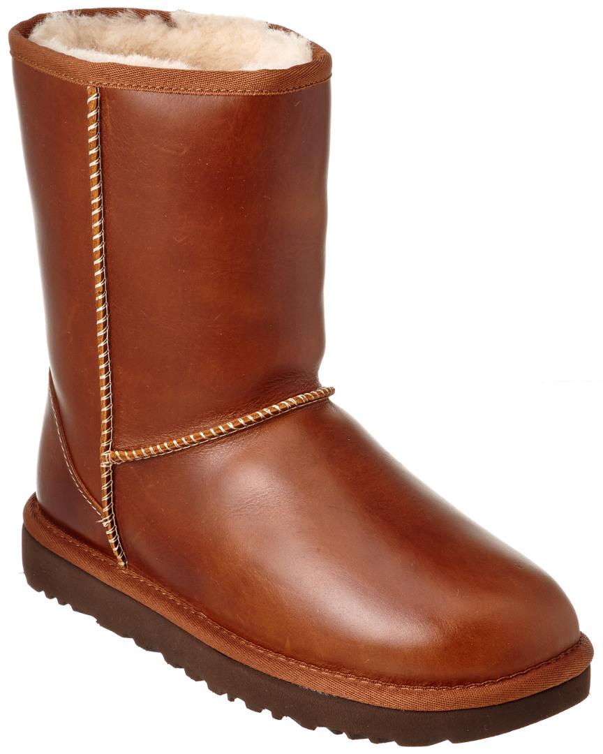 UGG Women's Classic Short Water-resistant Leather Boot in Brown | Lyst