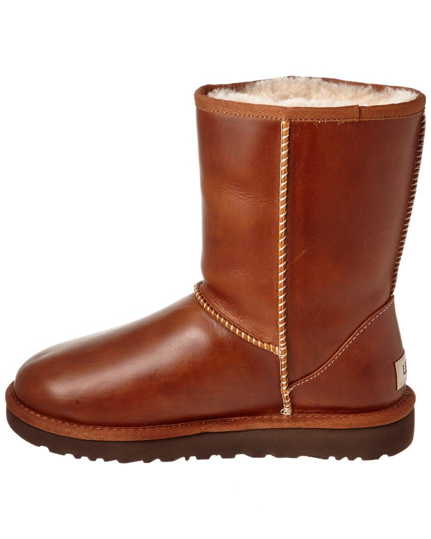 genezen slijtage Actief UGG Women's Classic Short Water-resistant Leather Boot in Brown | Lyst