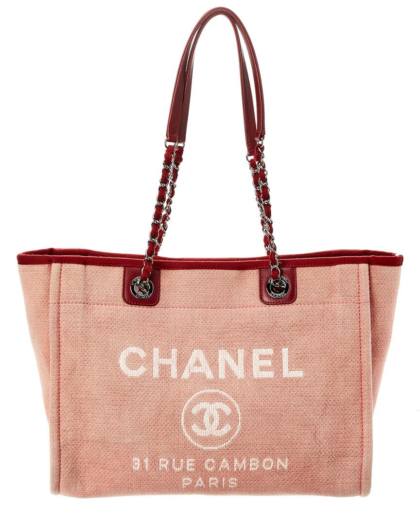 Chanel Red Denim Canvas Large Deauville Tote