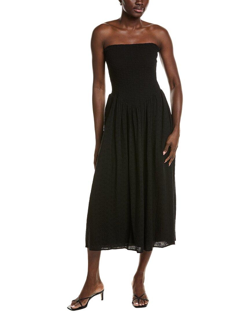 chinese dress ladies Black Linen Midi Dress