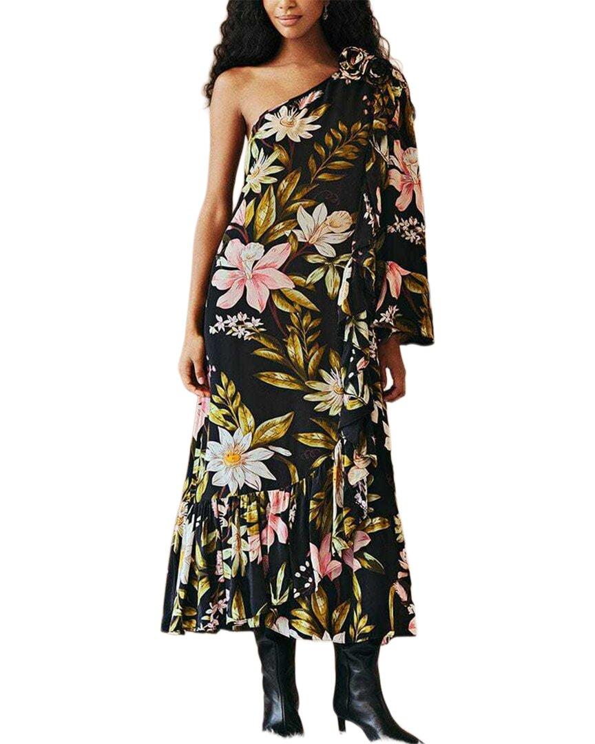 chinese dress ladies Pink Fruits Queen Scarf One Shoulder Maxi Dress  FARM Rio