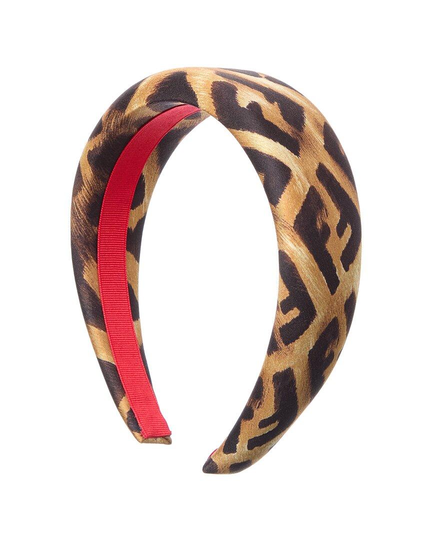 ??Fendi FF Monogram Knotted Headband Black Red Gold Fendi Wool Cashmere FF Logo Headband Tobacco 1824219  main image 4