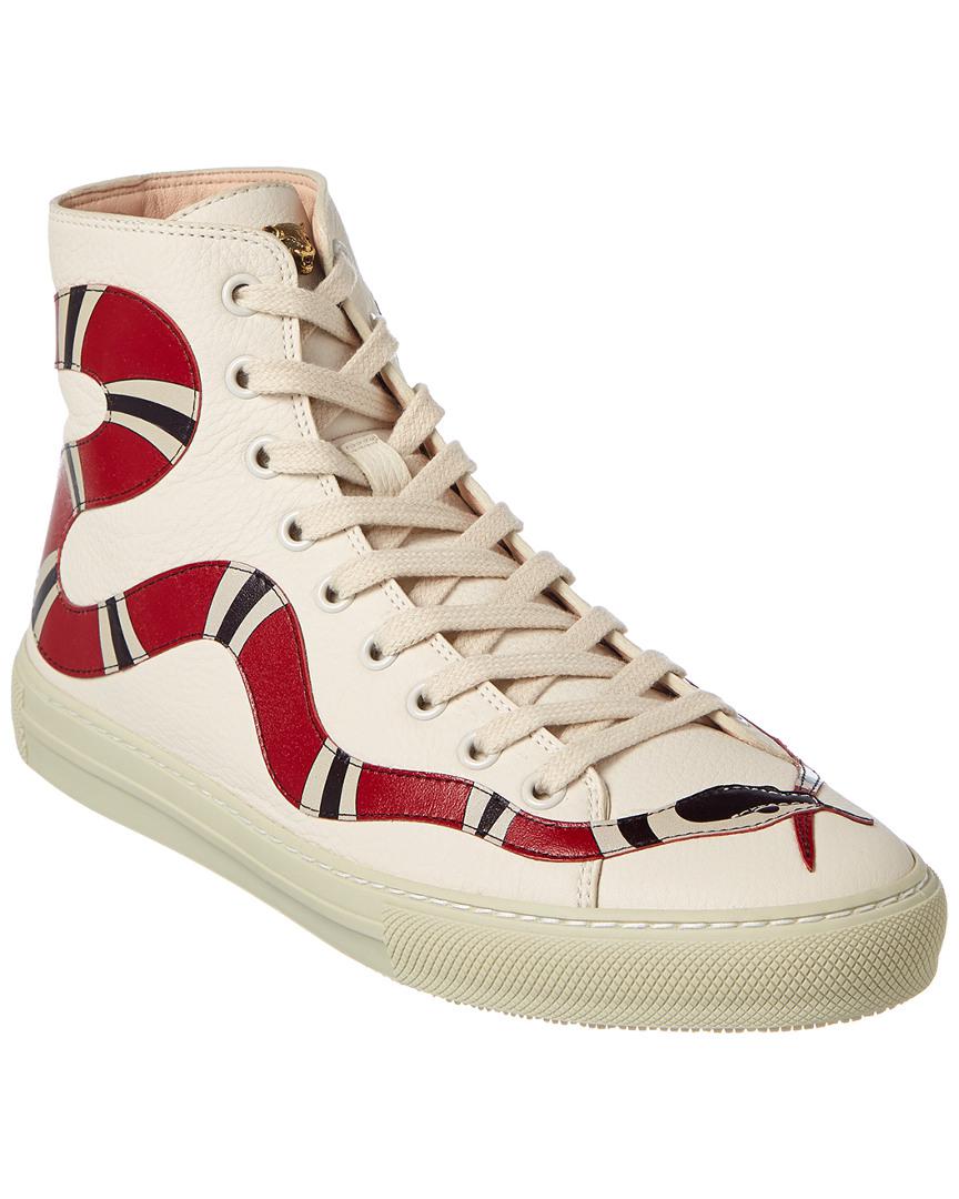Gucci Major Snake High Top Leather Sneaker in White for Men - Lyst