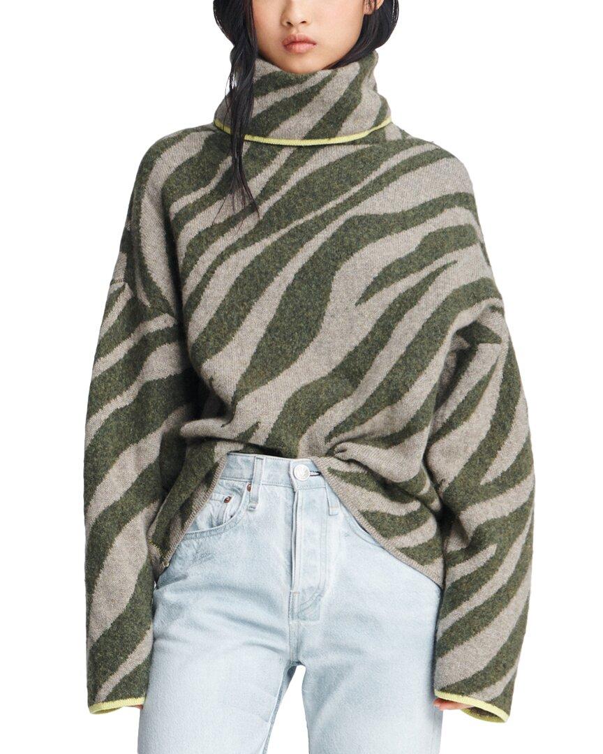 Bone Kiki Funnel-neck Zebra Sweater 