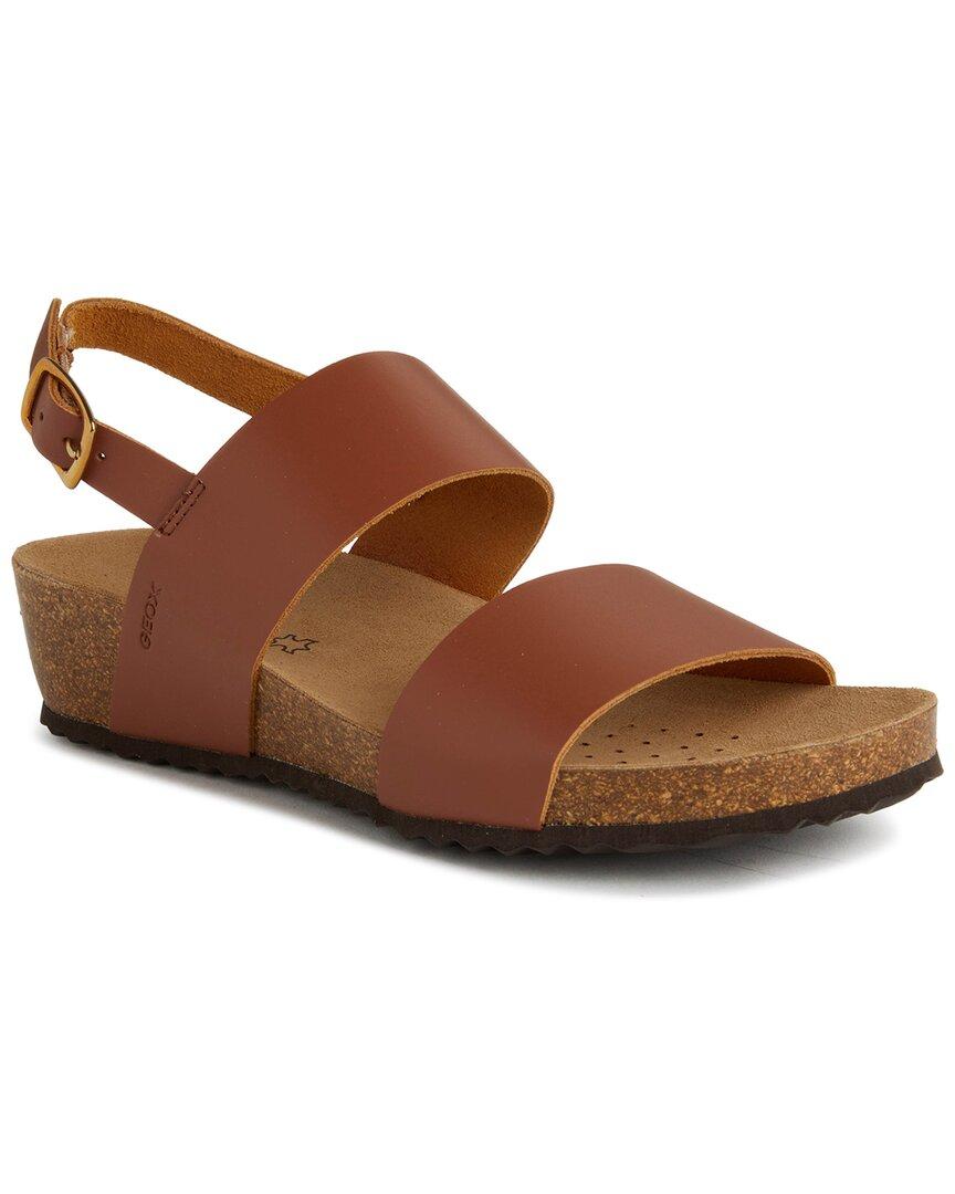 Geox D Sthellae Leather Sandal in Brown | Lyst