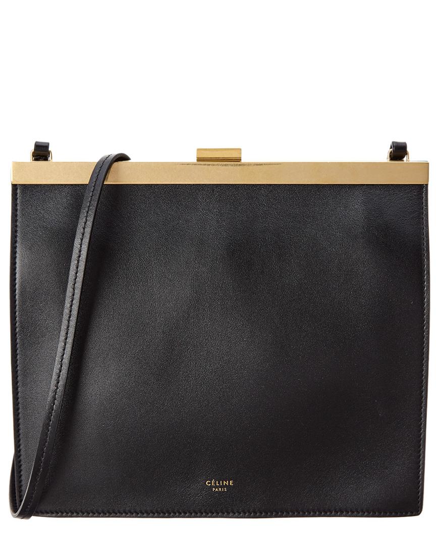 Celine Céline Mini Smooth Calfskin Clasp Bag in Black | Lyst