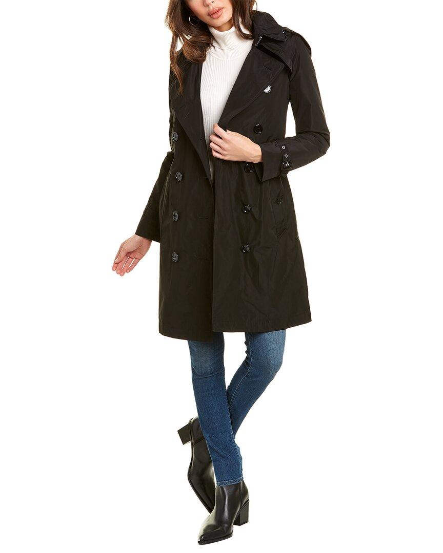 ladies black trench coat with hood