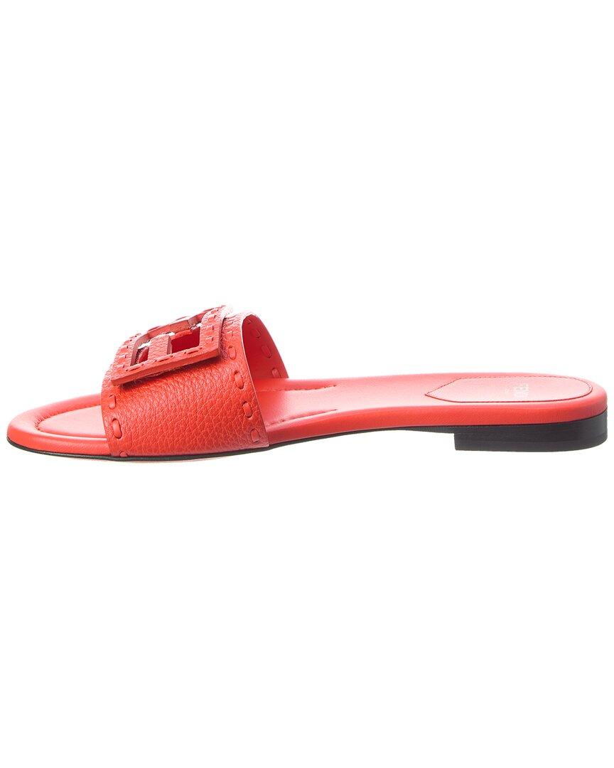 Red leather slides best sale
