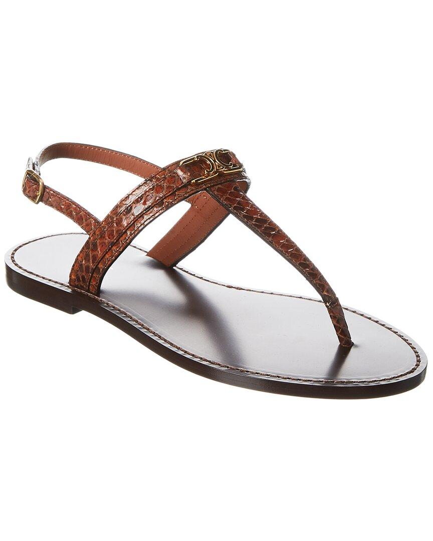 Celine Triomphe Vintage Python Sandal in Brown | Lyst