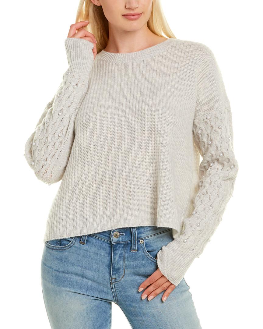 Autumn Cashmere Pearl Beaded Cashmere Sweater in Grey (Gray) - Save 1% ...
