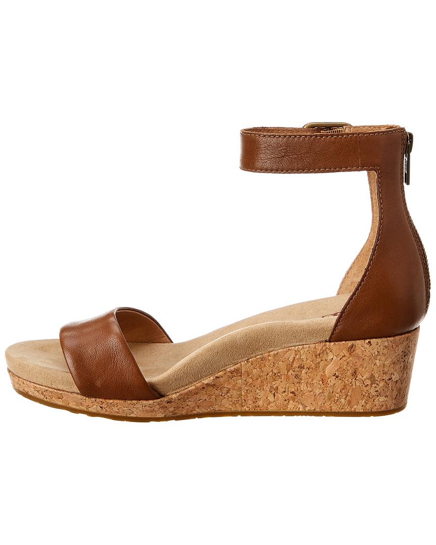 UGG Women's Zoe Ii Leather Wedge in Brown | Lyst