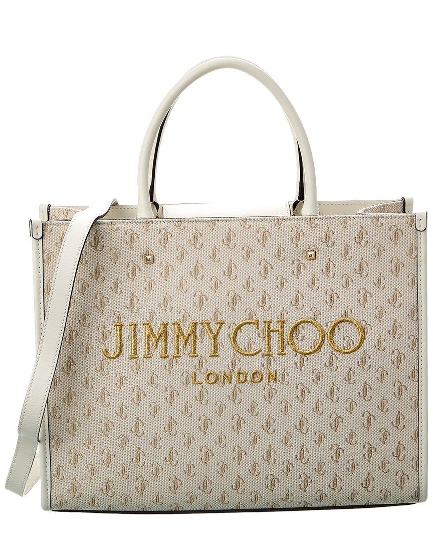 Jimmy Choo Varenne Logo Canvas Tote Bag