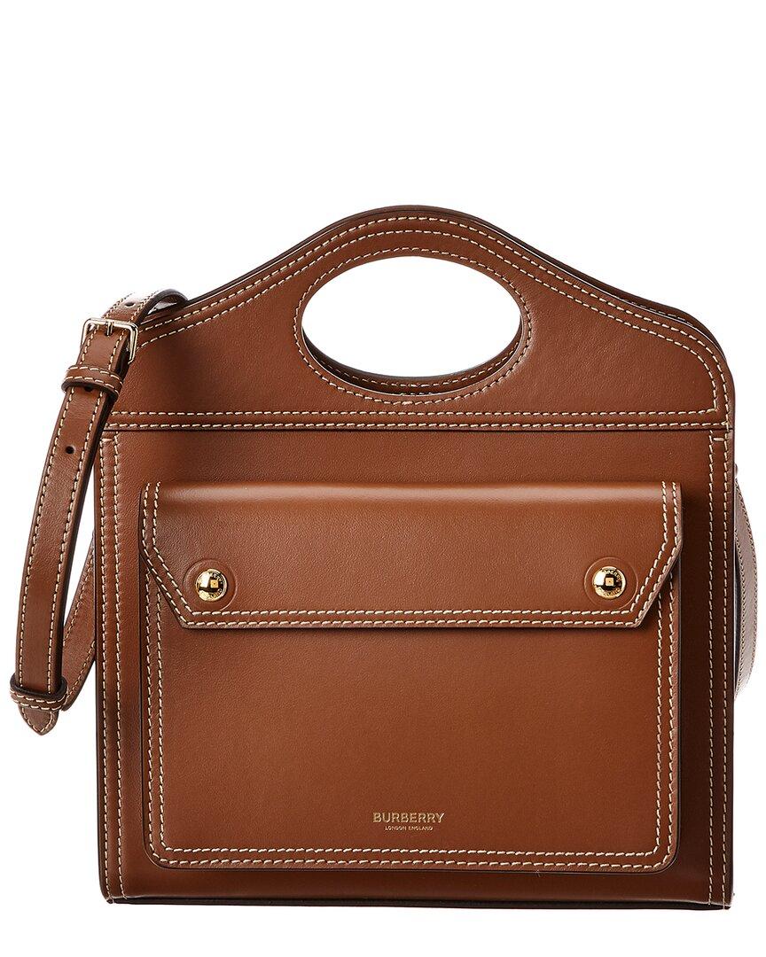 【関税送料込】BURBERRY MINI POCKET トップハンドルバッグ Mini Pocket Bag in Natural/malt brown - Women, Canvas