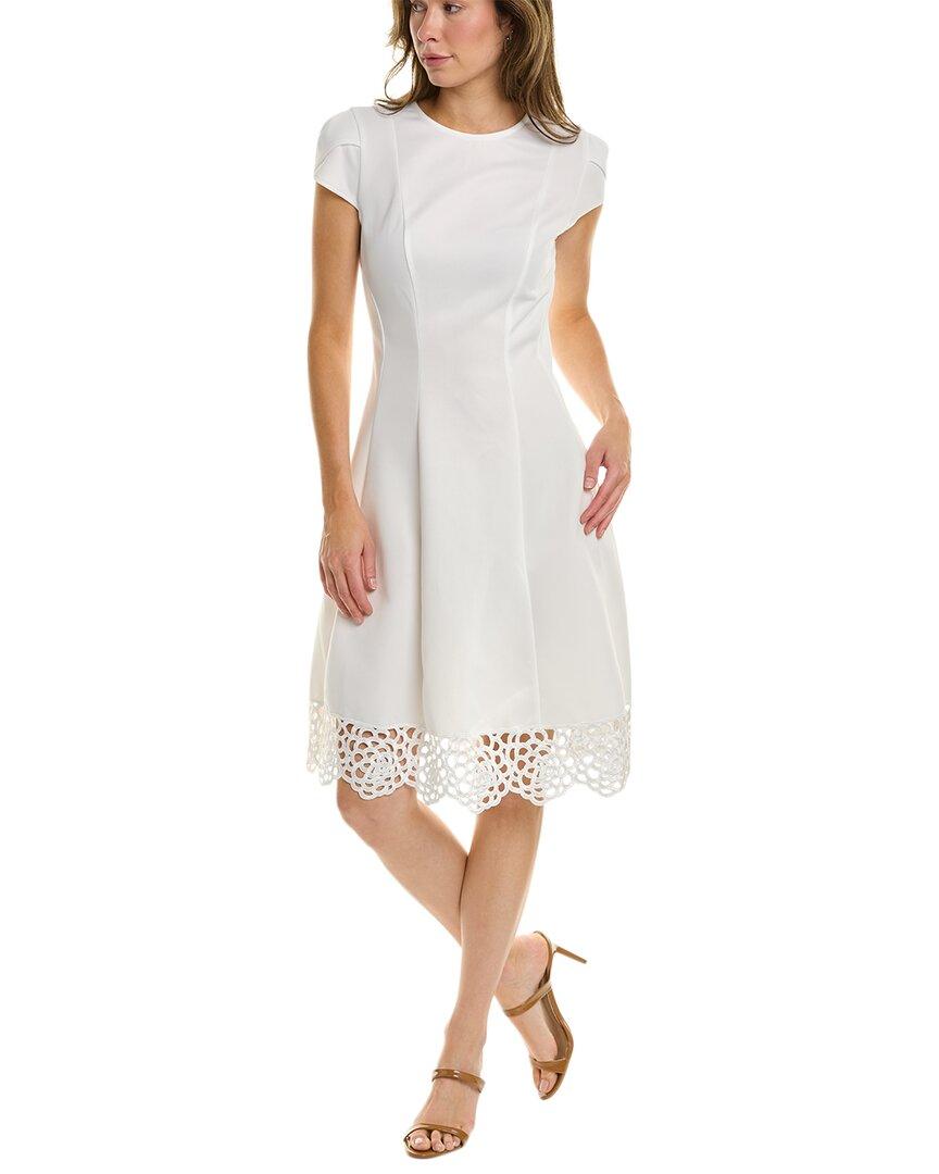 Donna Ricco Scuba A-line Dress in White | Lyst UK