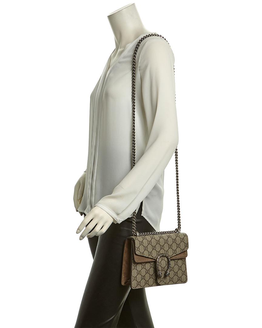 Gucci Dionysus Gg Supreme Canvas Mini Chain Shoulder Bag in Natural - Lyst