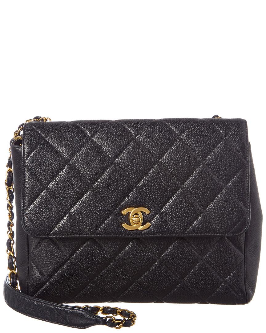 Chanel Black Quilted Caviar Leather Big Cc Square Camera Bag