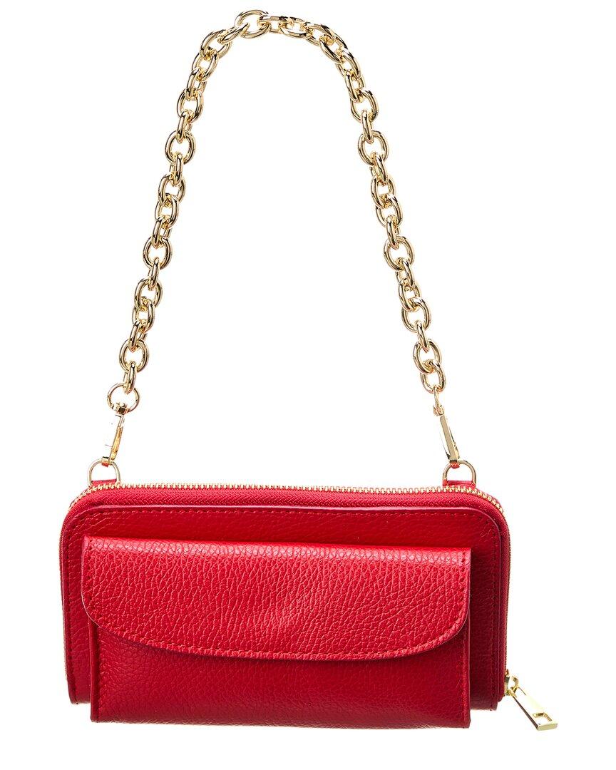 Italian Leather Wallet On Chain in Red | Lyst
