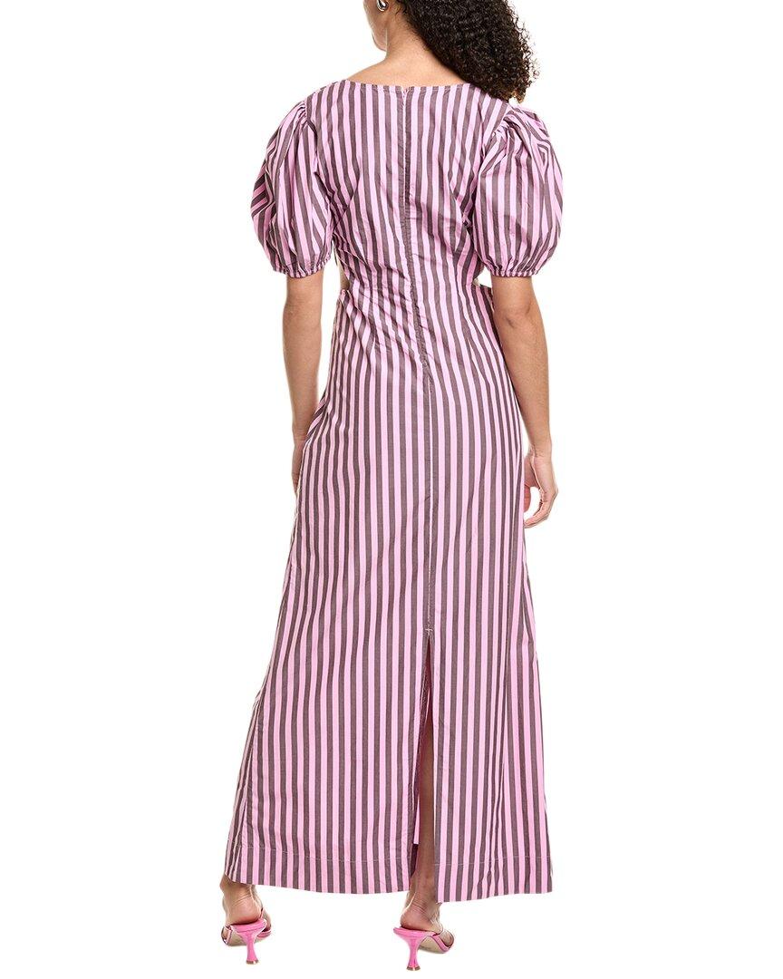 princess polly baby blue dress Ganni Cotton Mini Wrap Dress - Blue Stripe main image 1