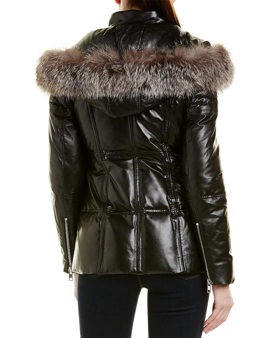 Nicole Benisti Cortina Leather Down Jacket in Black - Lyst