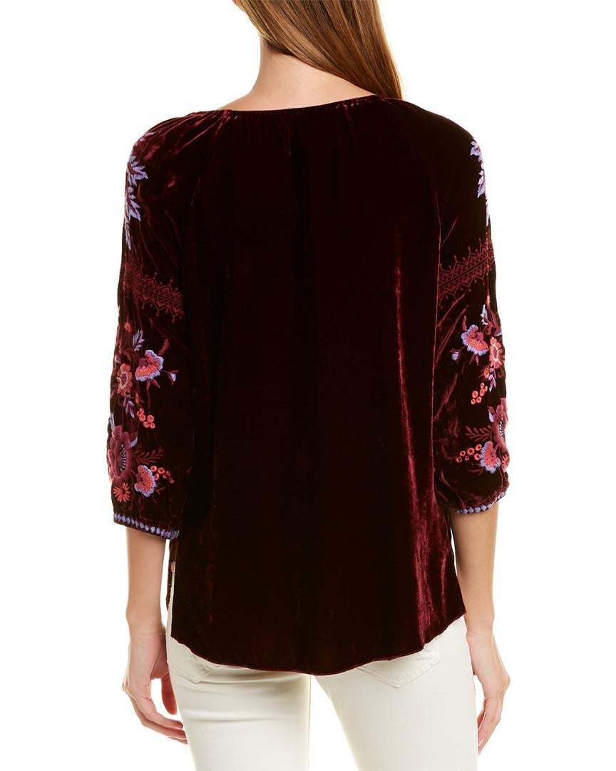 Johnny Was Silk-blend Blouse in Red - Lyst