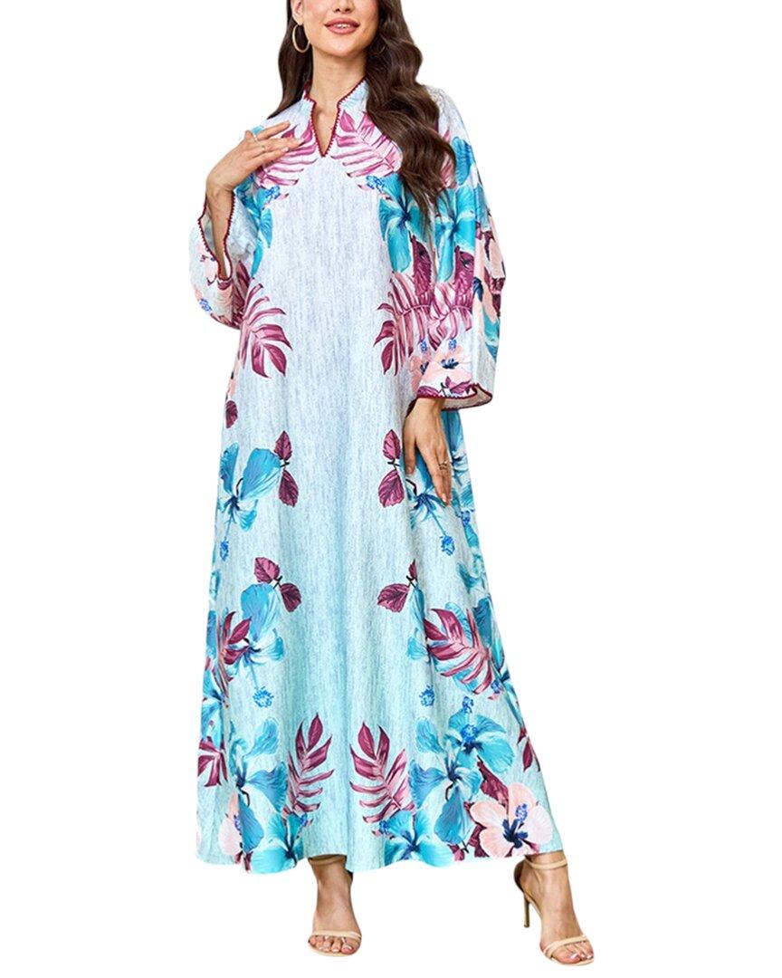 v neck summer maxi dress Sail to Sable Hydrangea Block Print V-Neck Flutter Sleeve Maxi Dress HYNDRAGEA Block Print / S / SU25STW08