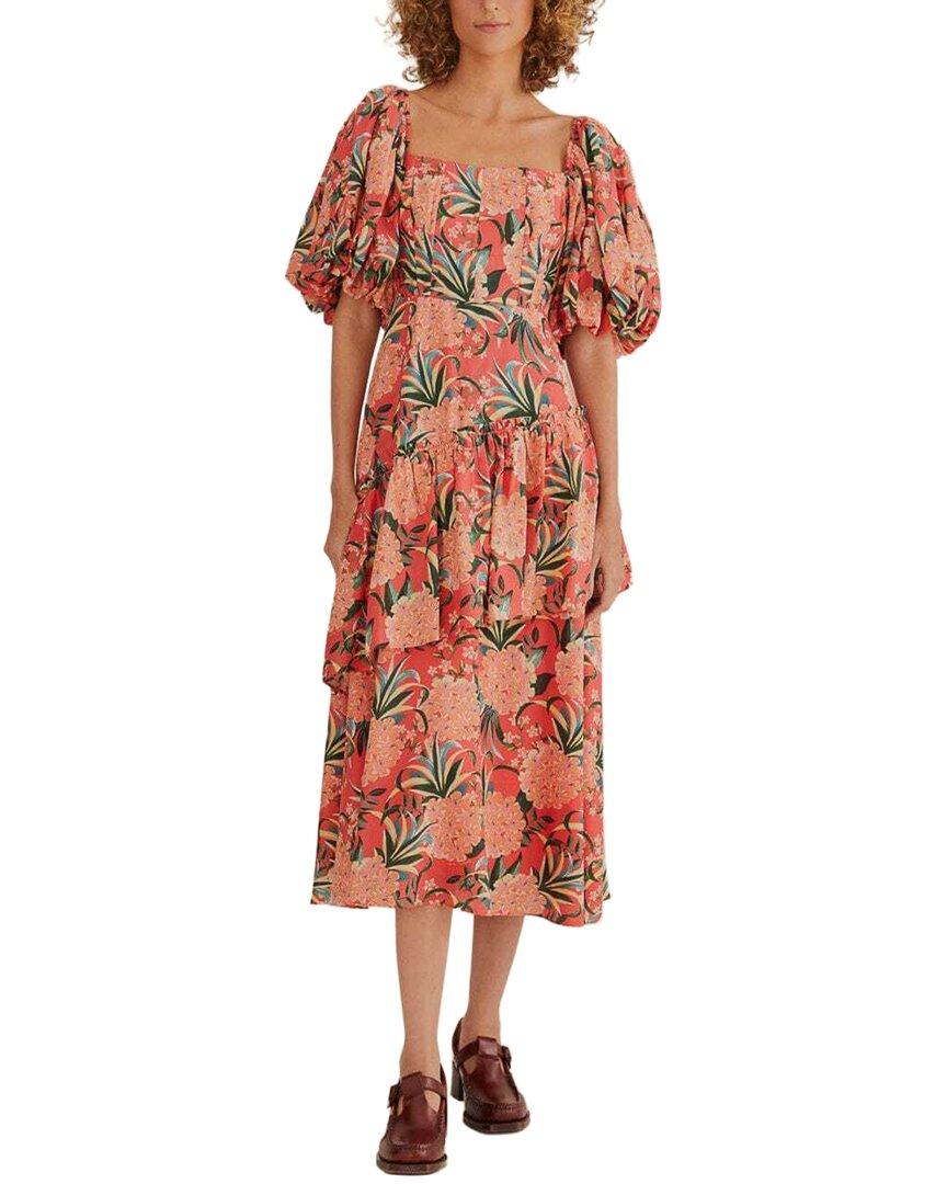 red pineapple bloom cut out midi dress Red Pineapple Bloom Cut Out Midi Dress  FARM Rio