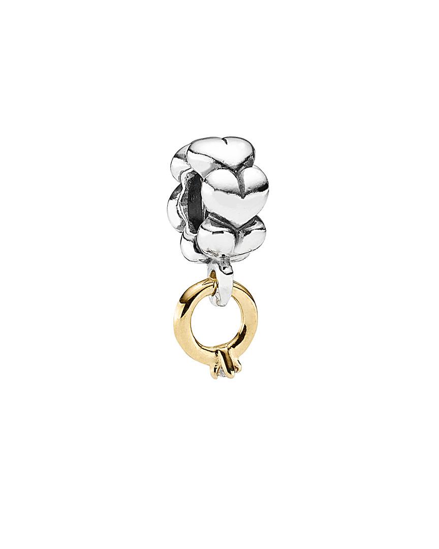 PANDORA 14k & Silver Diamond Wedding Ring Dangle Charm in Metallic | Lyst