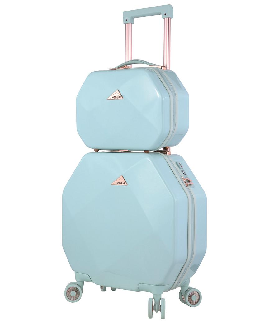 kensie gemstone octagon 2pc spinner and cosmetic case