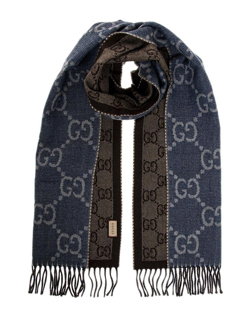 Check GG wool scarf in black and multicolor