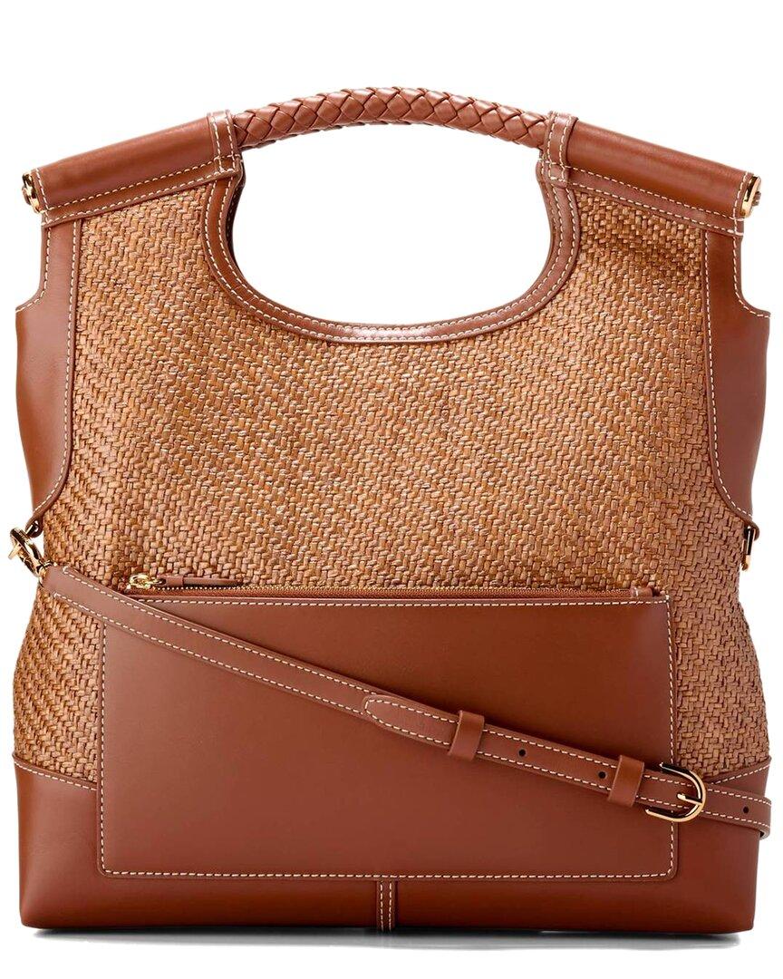 Cole Haan Carolyn Fold-Over Raffia Tote in Brown | Lyst