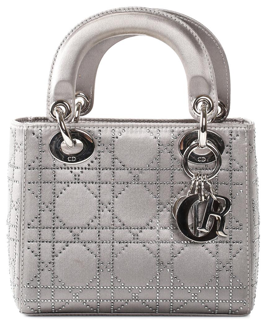 Dior Grey Satin Embellished Lady Dior in Gray Lyst