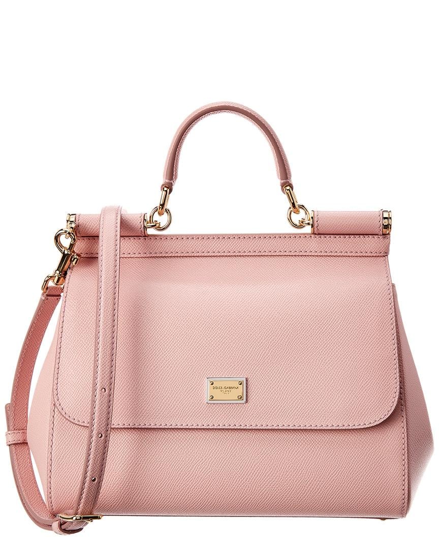 Lyst - Dolce & Gabbana Sicily Medium Dauphine Leather Bag in Pink ...