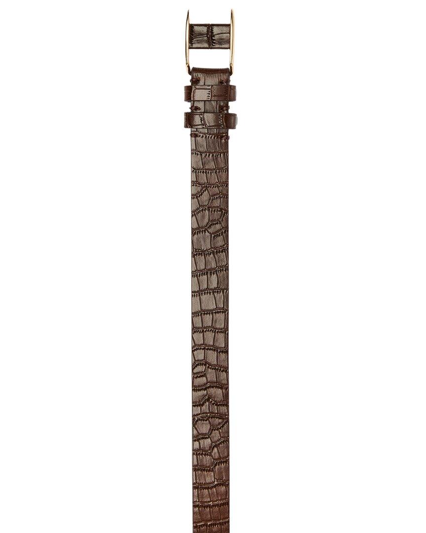 J.McLaughlin Allegra Embossed Leather Belt – Olive Green Croc-Embossed - L J.McLaughlin Allegra Croc-Embossed Leather Belt in Green  main image 3