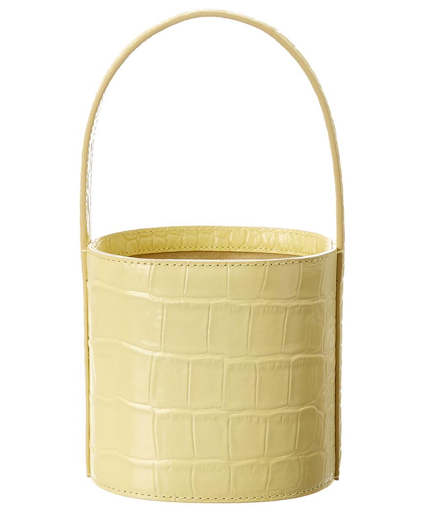 STAUD Bisset Mini Croc-embossed Leather Bucket Bag in Yellow - Lyst