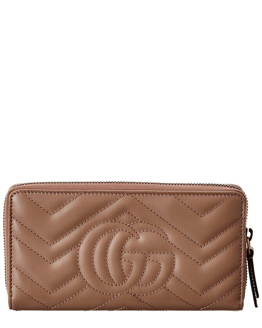 Gucci Gg Marmont Matelasse Leather Zip Around Wallet in Brown Lyst UK