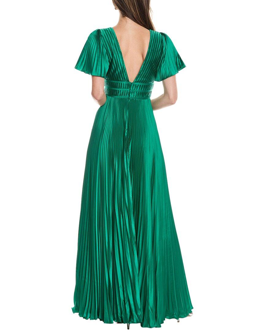 AMUR Jupiter Pleated Sleeve Gown in Green | Lyst