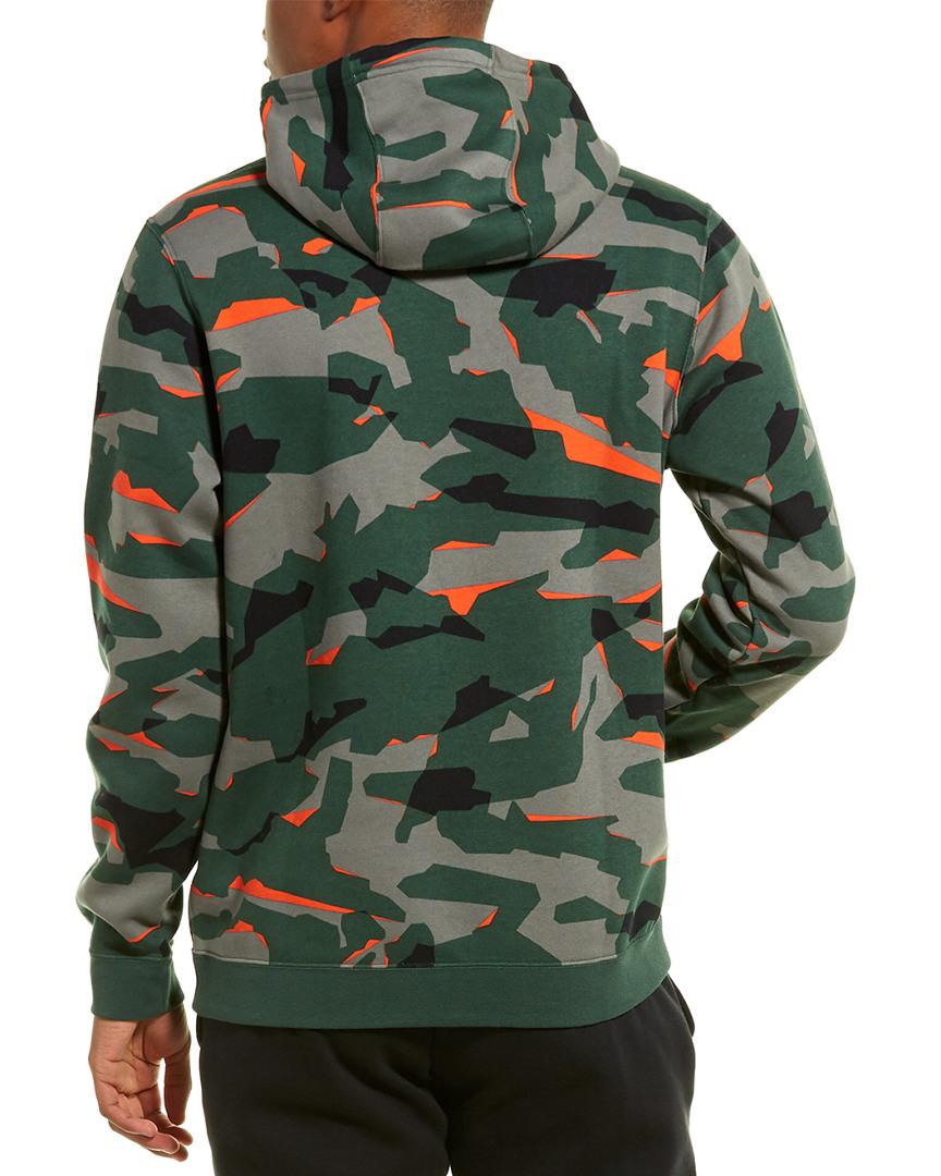 Nike Cotton Club Camo Hoodie In Green for Men - Lyst
