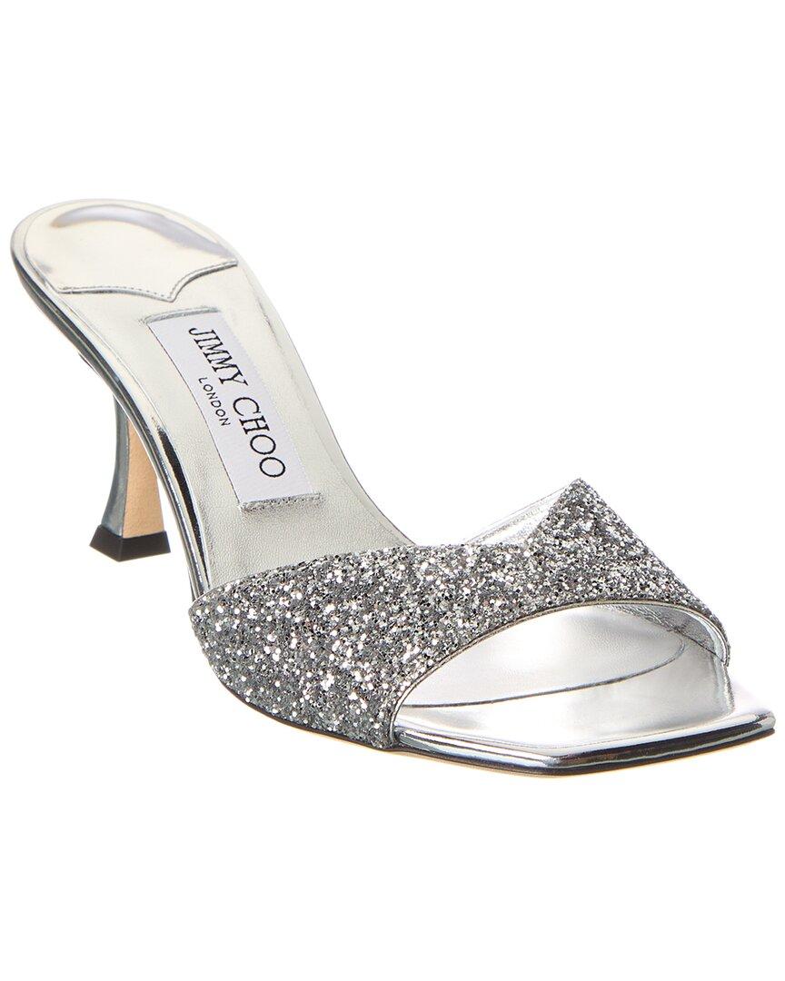 Jimmy Choo Skye 70 Glitter Mule in White Lyst UK