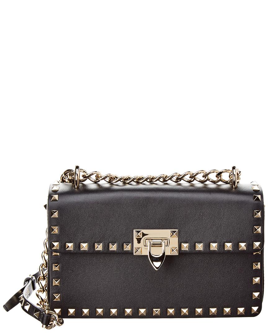Valentino Rockstud Sliding Chain Leather Shoulder Bag in Black - Lyst