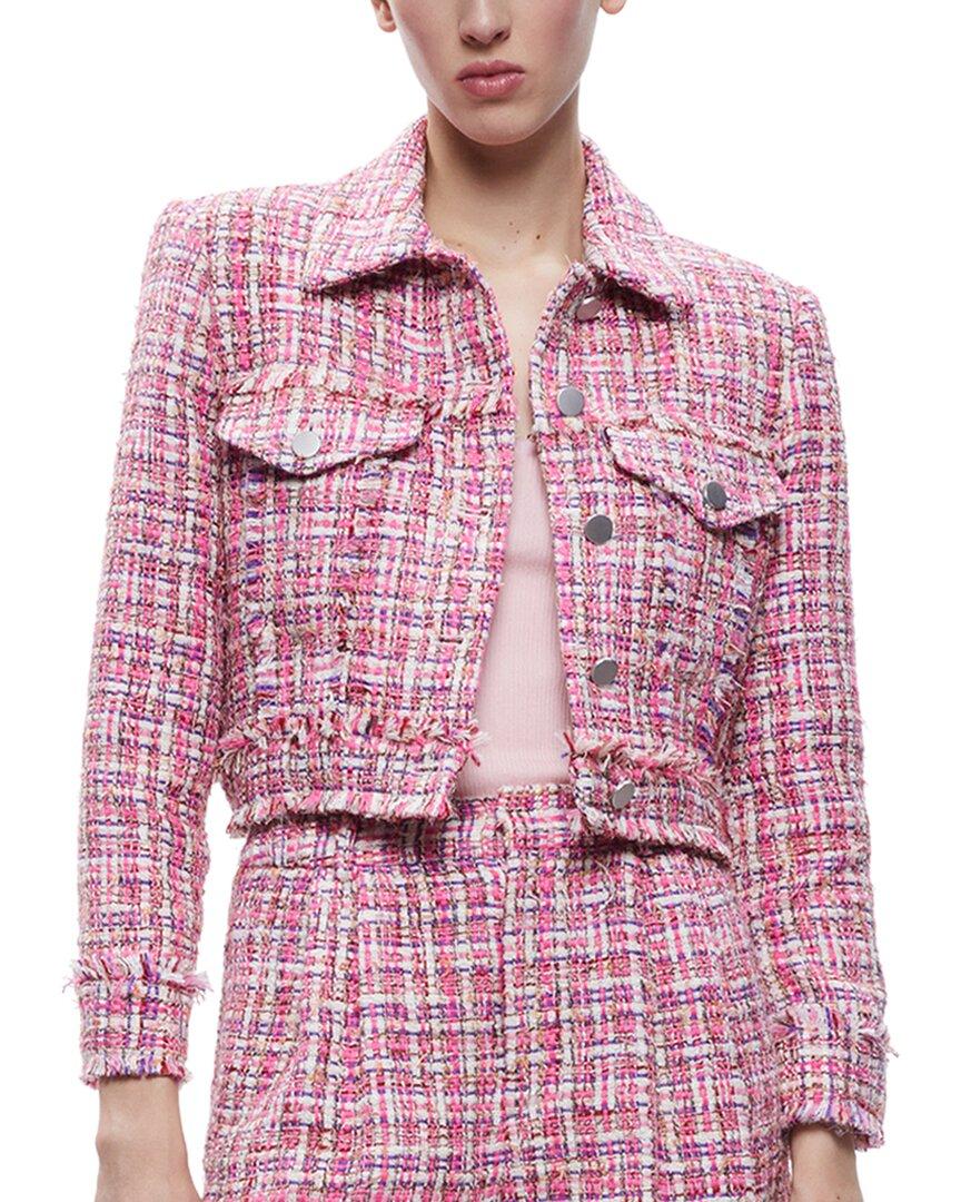 Alice + Olivia Alice + Olivia Chloe Tweed Cropped Jacket in Pink