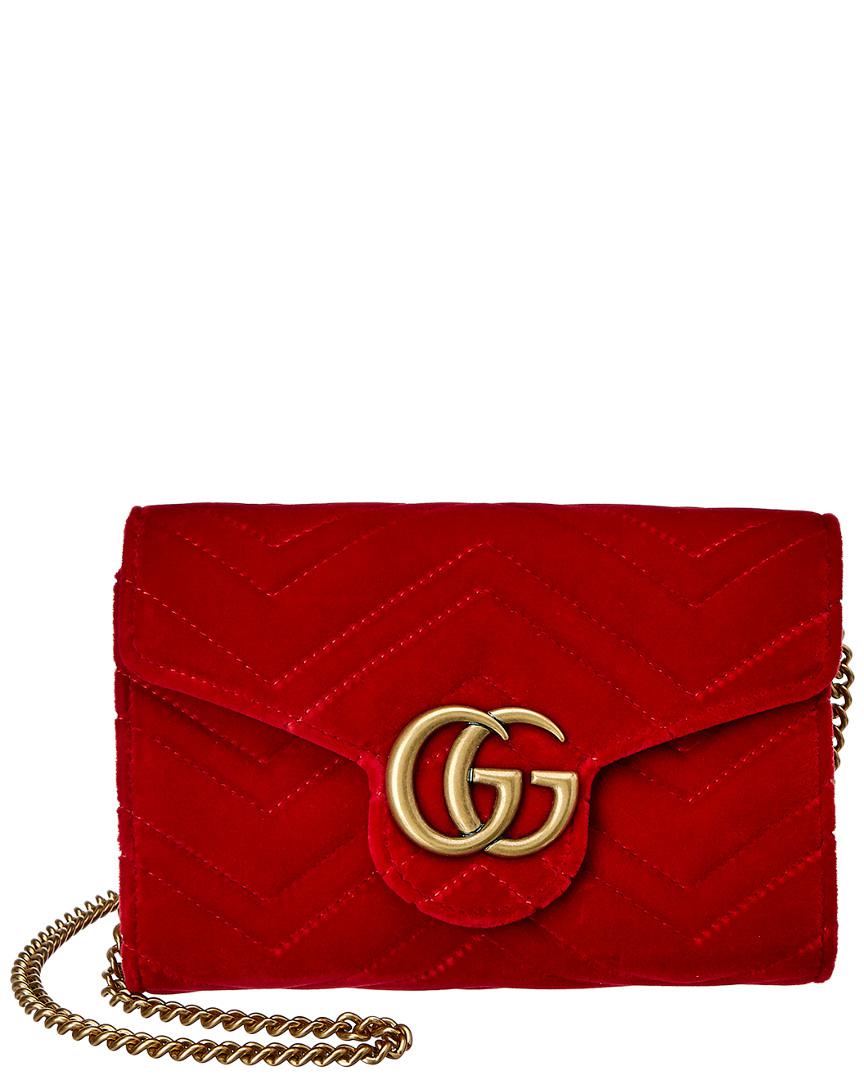 red gucci wallet on chain