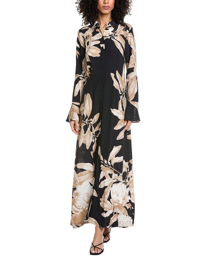 knee length dresses for ladies Hemant & Nandita Long Dress Blue Yellow Mix